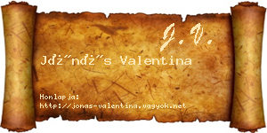 Jónás Valentina névjegykártya